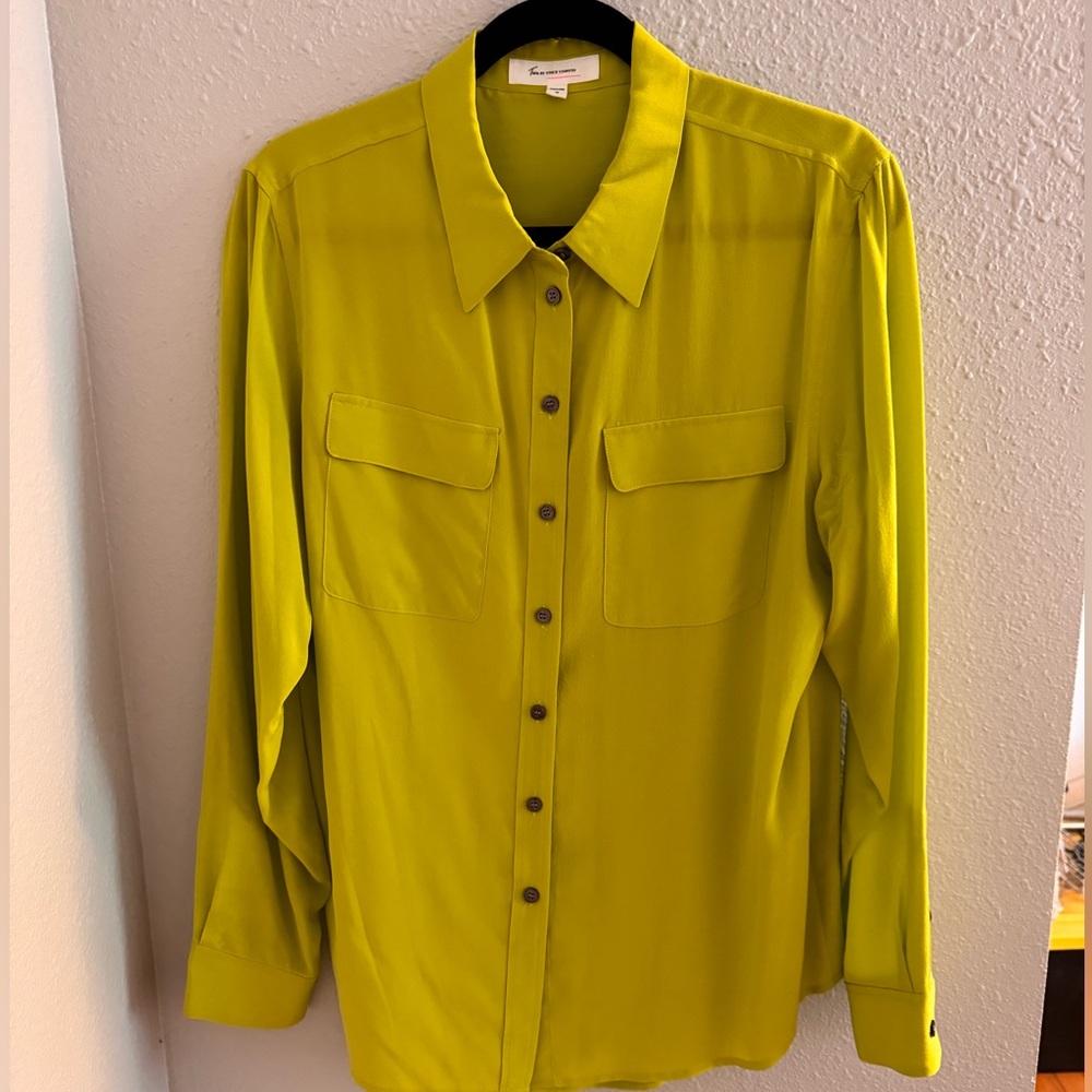 Silk shirt- color is chartreuse